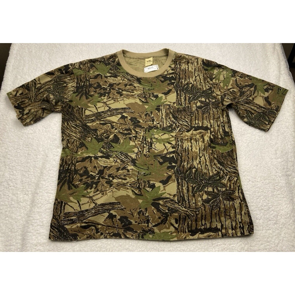 VINTAGE Duxbak Camo T-shirt Mens 3XL RealTree SINGLE STITCH Pocket MADE USA RARE